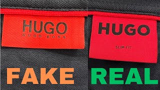 Fake vs Real Hugo Boss T shirt  How to spot fake Hugo Boss Polo T shirt [upl. by Nahgem]