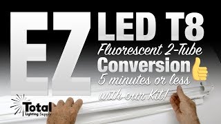 EZ LED T8 Fluorescent 2Tube light Conversion in 5 minutes or less by Total Bulk Lighting [upl. by Leonsis]