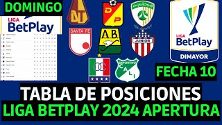 TABLA DE POSICIONES LIGA BETPLAY  TABLA DE POSICIONES LIGA BETPLAY 2024 APERTURA FECHA 10 [upl. by Tuinenga]