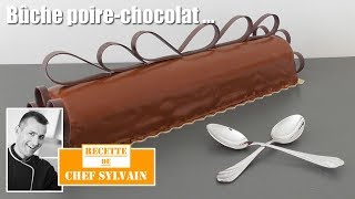 Bûche poire chocolat  Bûche de Noël par Chef Sylvain [upl. by Mooney]