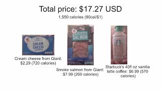 3 items Giant brand smoked salmon cream cheese and Starbucks 40oz latte coffee 1727 USD [upl. by Prober]