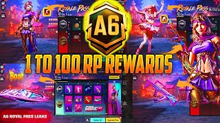 A6 ROYAL PASS  1 TO 100 RP REWARDS  ACE 6 ROYAL PASS LEAKS  A6 ROYAL PASS PUBG MOBILEBGMI 🔥 [upl. by Einahpehs341]