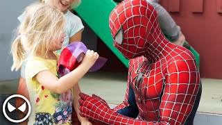 SpiderMan Surprises 400 Kids  Movie Costume with Muscle Suit [upl. by Frum]