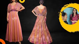 how to make this gown designlatest kaftan gown cutting and stitching part 1 [upl. by Barbour]