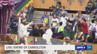 King of Krewe of Carrollton toasts with Mayor Cantrell and accepts key to the city [upl. by Ahders624]