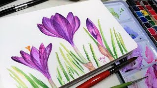 How To Paint Crocus Flowers in Watercolor [upl. by Fitts67]