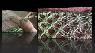 Finishing the large loops at the end of a sprang with Tunisian crochet 3 [upl. by Peer]