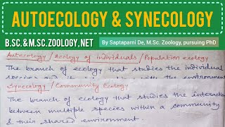 Autecology and Synecology [upl. by Freeborn]