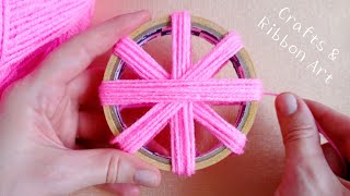 Amazing Craft Ideas with Wool  Hand Embroidery Easy Trick  DIY Woolen Flowers  Sewing Hack [upl. by Bunce]