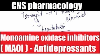 Monoamine oxidase Inhibitors MAOI  RIMA  Antidepressants  CNS pharmacology [upl. by Nywg508]