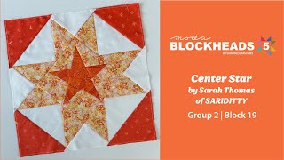 Blockheads 5  Group 2  Block 19 Center Star by Sarah Thomas of SARIDITTY [upl. by Cinnamon]