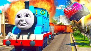 Thomas DESTROYS the city in GTA 5 HELP [upl. by Nreval467]