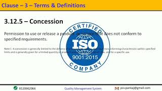 What Is Concession Meaning of Concession As Per ISO 90002015 [upl. by Nnyleak]