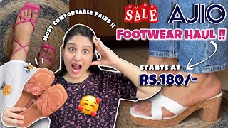 Most comfortable AJIO footwear haul😍  Affordable footwear review  heelsballeriansflatsslipon [upl. by Vivian131]