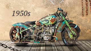 Restoration Heavy Abandoned Chopper from 1950s  Rusty Huge Old 750cc Motorcycle Repairing [upl. by Nivrag]