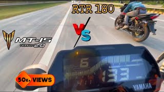 Yamaha mt15 vs Apache rtr 180 2v drag race  YAMAHA vs TVS [upl. by Jacquetta]