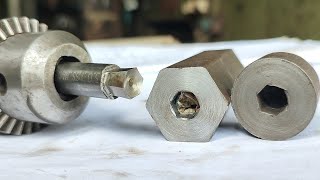 Rotari broaching Lathe techniqueMaking a tool a hexagon hole cutter knife [upl. by Analrahc]