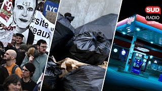 800 000 manifestants à Paris les poubelles s’entassent et 15 des stationsservice en souffrances [upl. by Dustman]