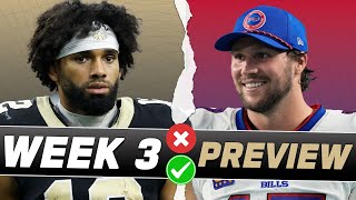 Week 3 Fantasy Football Preview Starts  Sits for Every Game  NFL Fantasy Football Show [upl. by Darce581]