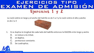 Ejercicios tipo examen de admisión 1  Ejercicios 1 y 2 [upl. by Jacie830]