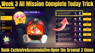 Open the Arsenal 3 times Complete Trick  FF Mission Open The Arsenal 3 Times  Booyah Pass Mission [upl. by Assilav]