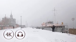 Snowstorm Walking  Central city embankment  Krasnoyarsk Russia  4K 60 [upl. by Anileme]