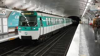 MF77  Arrêt à la station Porte de Vanves sur la ligne 13 du métro parisien [upl. by Ekud726]