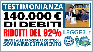 CANCELLARE I DEBITI  140000€ di DEBITI ridotti del 92 grazie a Legge3it [upl. by Suoivatram]