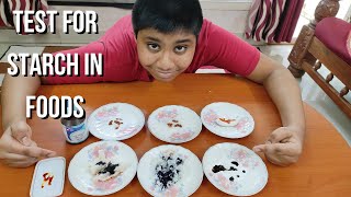 Science Experiment on how to Test for starch in various food items using Iodine [upl. by Sucramed]