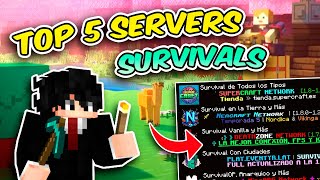 LOS 5 MEJORES SERVERS SURVIVAL 2024🔥 Java Y BedrockPE ✅ Minecraft No Premium y Premium 18 a 120X [upl. by Alicia]