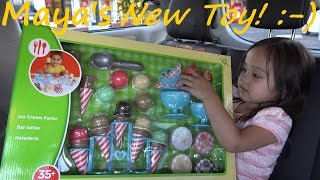 Kitchen Toy Set for Girls Ice Cream Parlor Toy Set Unboxing amp Playtime w Maya [upl. by Goldi369]