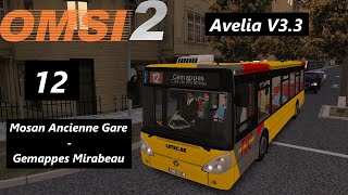 Avelia V33  12 Mosan Anc Gare  Gemappes Cité Mirabeau  Irisbus Citelis 12 PDO  OMSI 2 [upl. by Dagny]