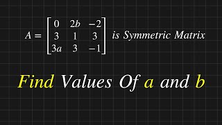 Symmetric Matrix Solved Problem  Find aampb Values [upl. by Kcirddehs589]