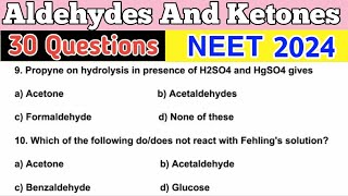 Aldehydes And Ketones Class 12 MCQ  Organic Chemistry  NEET Chemistry 2024  Most Important [upl. by Frick461]