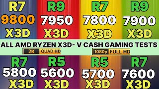 9800x3d vs 7950x3d vs 7800x3d vs 7900x3d vs 5800x3d 5600x3d vs 7600x3d vs 5700x3d 9800x3d 1440p [upl. by Einaffit]