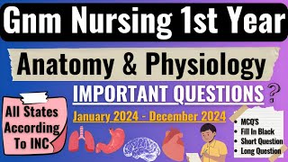 Gnm 1st Year Anatomy and Physiology Important Question 2024  Anatomy and Physiology For Nursing [upl. by Leasa600]