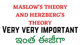 Maslows theory and Herzbergs theory of motivation in Telugu [upl. by Josepha290]