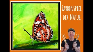 Zauber der Natur Bunter Schmetterling ganz einfach gemalt 🌸🖼️  Acryl  Anfänger  Maltechniken [upl. by Anairuy319]