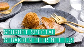 24Kitchen  Hugo’s gebakken peer met speculaasijs  Gourmet specials [upl. by Yanrahc257]