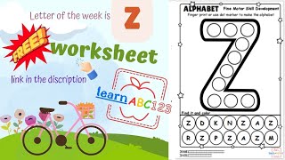 FREE worksheet Letter Z  Learn Alphabets in fun way  Letter of the week Z Color finger print [upl. by Enirtak224]