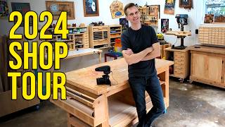 2024 Shop Tour  How to set up an inexpensive efficient woodworking shop in a small space [upl. by Adnohs]