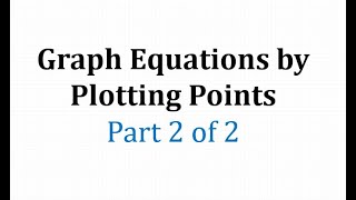 Graphing Equations By Plotting Points  Part 2 [upl. by Searle279]