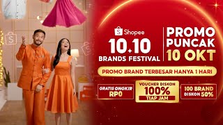 Belanja 100 ORI di Promo Puncak 10 Oktober Shopee 1010 Brands Festival  Gratis Ongkir RP0 [upl. by Yrrot123]