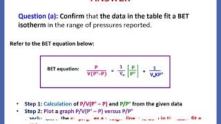 EXAMPLES OF QUESTIONS BET ADSORPTION ISOTHERM [upl. by Eltsirk]