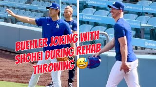 Buehler Jokes 😅 with Ohtani 大谷 翔平 During His Rehab Throwing [upl. by Lleznol991]