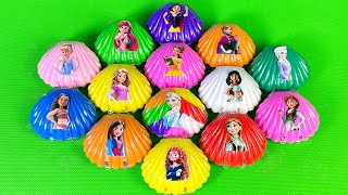 Seashell Slime Finding Disney Princesses Clay  Satisfying Slime ASRM [upl. by Asli]