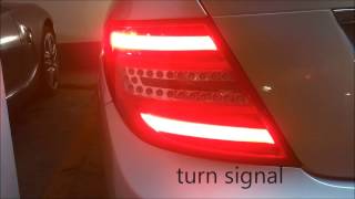 Mercedes Benz C Class W204 Upgrade Install to LED Original Rear lights tail lights Faclift Red Clear [upl. by Lethia]