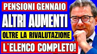 PENSIONI GENNAIO 👉 ALTRI AUMENTI OLTRE LA RIVALUTAZIONE ECCO LELENCO COMPLETO💰 [upl. by Helm]