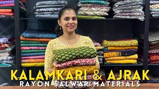 Kalamkari amp Ajrak Rayon Salwar Materials [upl. by Lalaj159]