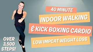 INDOOR WALKING amp LOW IMPACT CARDIO KICKBOXING Low Impact Cardio Workout For Weight Loss amp Strength [upl. by Mair]